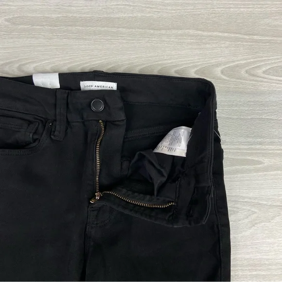 Good American Good Leg Flare Tummy Tech Jeans Size 25 Black - Picture 9 of 15